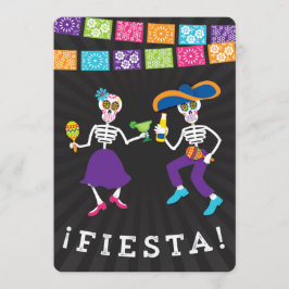 Convite de festas Fiesta Skulls com faixas