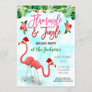 Convite de festas Flamingo de Natal