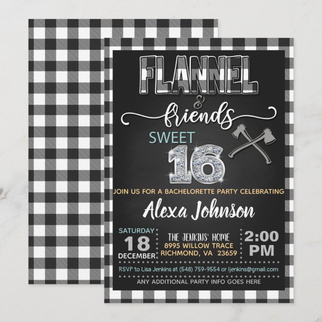 Convite de festas Flannel & Friends - WH (Frente/Verso)