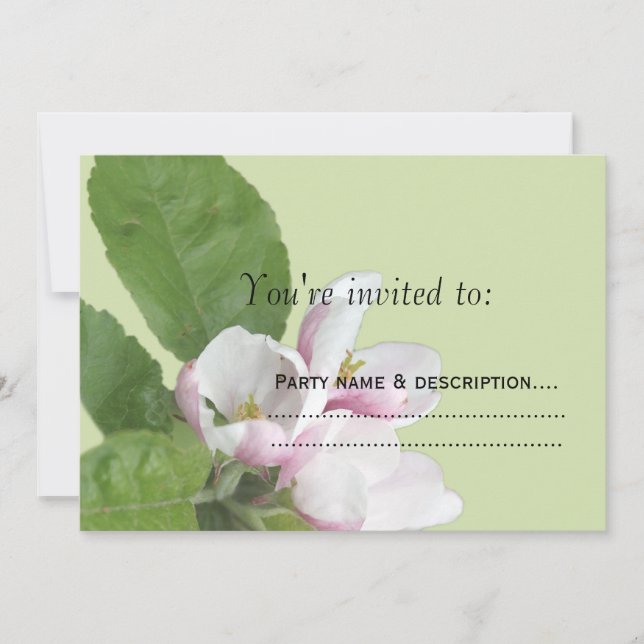 convite de festas florescente de maçã (Frente)