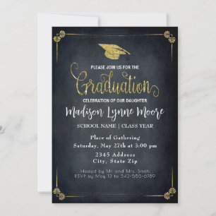 Convite de festas Formal Preto/Dourado para Format