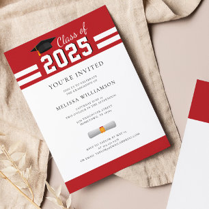 Convite de festas Formando Branco Vermelho 2025
