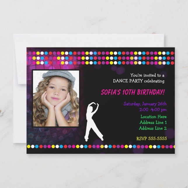 Convite de festas Fotográfico de Bola de Disco do  (Frente)