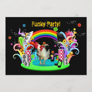 Convite de festas Funky da galinha