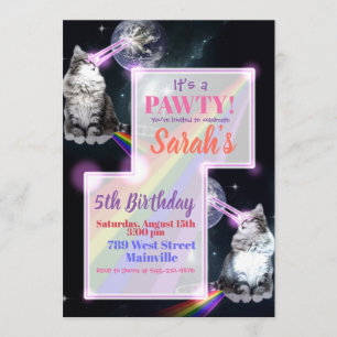 Convite de festas Gato Laser e Arco-íris