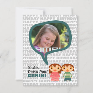 Convite de festas Gemini Kids com foto