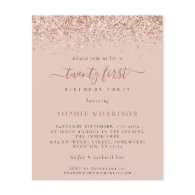 Convite de festas Glitter Rosa de aniversário de 2