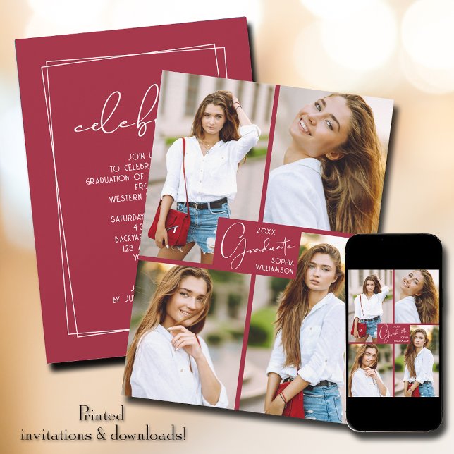 Convite de festas Graduação 4 de Colagem de Fotos (Criador carregado)