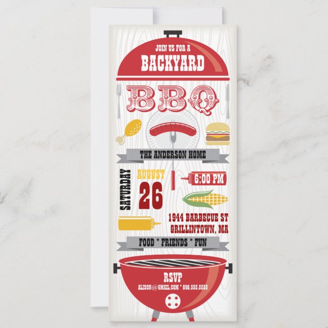 CONVITE DE FESTAS GRILL CHURRASCO VERMELHO (Frente)