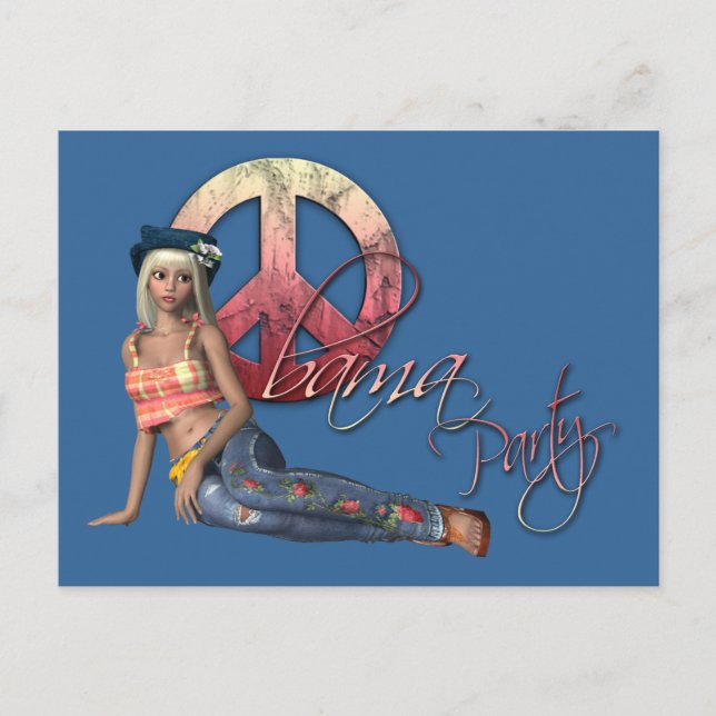 Convite de festas Hippie Obama (Frente)