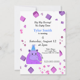 Convite de festas Hippo Roxo
