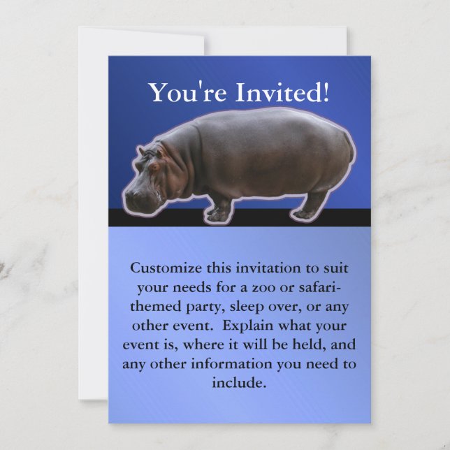 Convite de festas Hippopotamus (Frente)