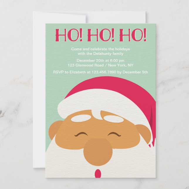 CONVITE DE FESTAS HO HO Santa Claus (Frente)