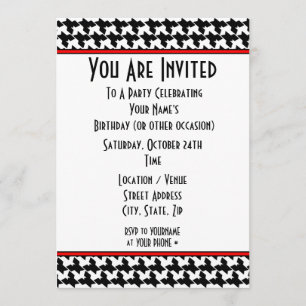 Convite de festas Houndstooth