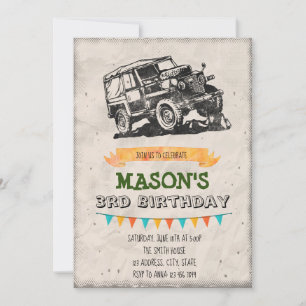 convite de festas jipe Vintage