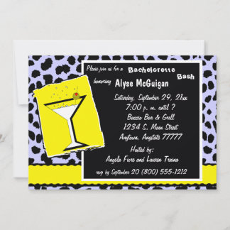 Convite de festas Leopard Martini Amarelo E Azul