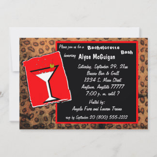 Convite de festas-Leopardo Vermelho E Mocha Carame