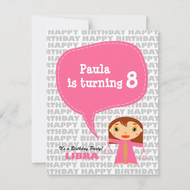 Convite de festas Libra Kids (Frente)