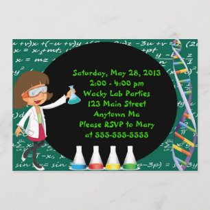 Convite de festas louco do cientista da menina