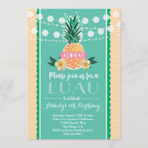 Convite de festas Luau para aniversário, Chá, etc<