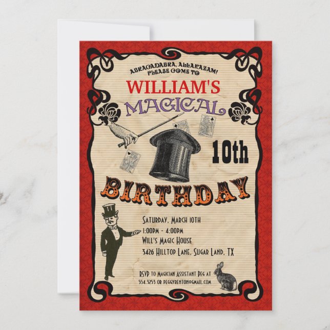 Convite de festas mágico (Frente)