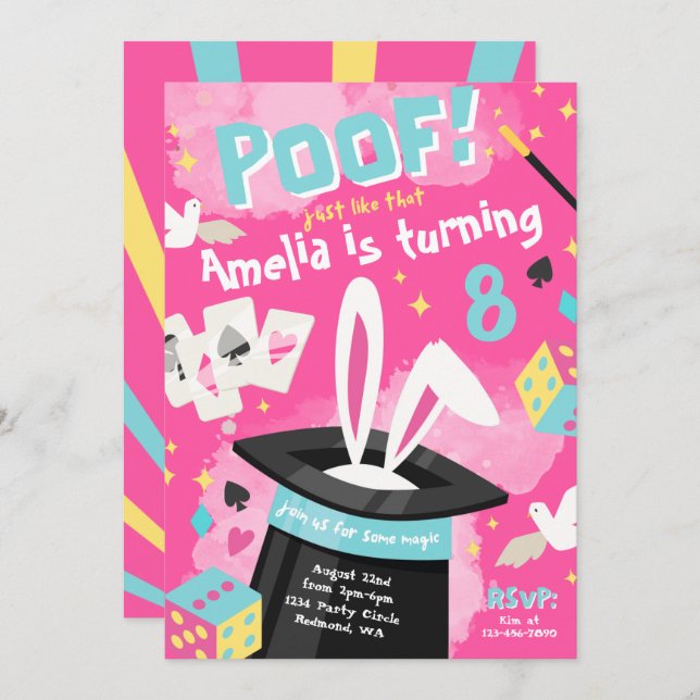 Convite de festas mágico | Convite para magos (Frente/Verso)