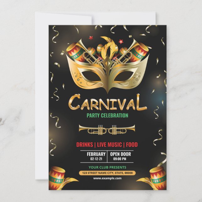 Convite de festas Mardi Gras (Frente)