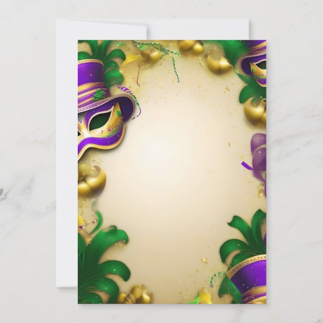 Convite de festas - Mardi Gras Design (Verso)