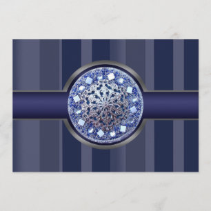 Convite de festas marinho Blue Stripes