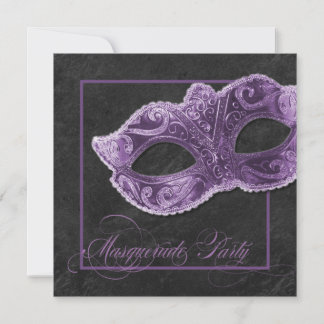 Convite de festas Mascarada - Violeta e preto