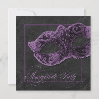 Convite de festas Mascarada - Violeta e preto