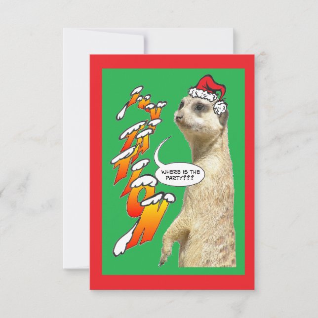 Convite de festas Meerkat de Natal Verde (Frente)