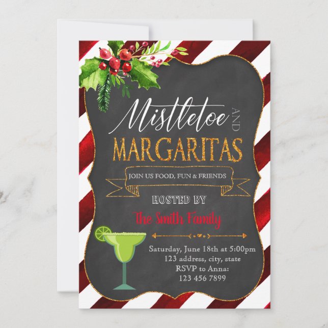 convite de festas Mistletoe Margaritas (Frente)