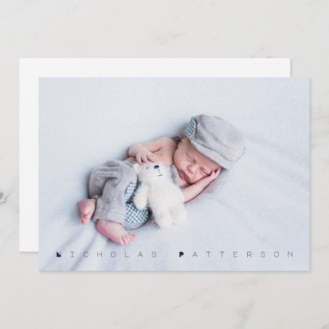 Convite de festas Moderno de Batismo Fotográfico (Frente/Verso)