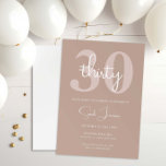 Convite de festas moderno minimalista<br><div class="desc">Este convite de festas de aniversário de 30 anos de tipografia minimalista é perfeito para uma festa de aniversário moderna. O simples design apresenta a tipografia clássica com um toque moderno. Personalizável em qualquer cor. Mantenha o design mínimo e elegante, como está, ou personalize-o adicionando seus próprios gráficos e trabalhos...</div>