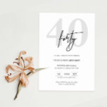 Convite de festas moderno minimalista<br><div class="desc">Este convite de festas de aniversário de 40 anos de tipografia minimalista é perfeito para uma festa de aniversário moderna. A simples design apresenta uma tipografia clássica minimalista, a preto e branco, com um toque moderno. Personalizável em qualquer cor. Mantenha o design mínimo e elegante, como está, ou personalize-o adicionando...</div>