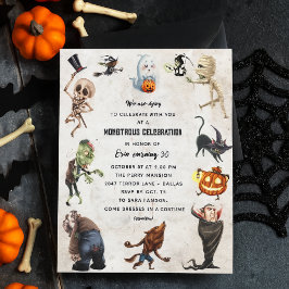 Convite de festas monstro - Halloween monstruoso