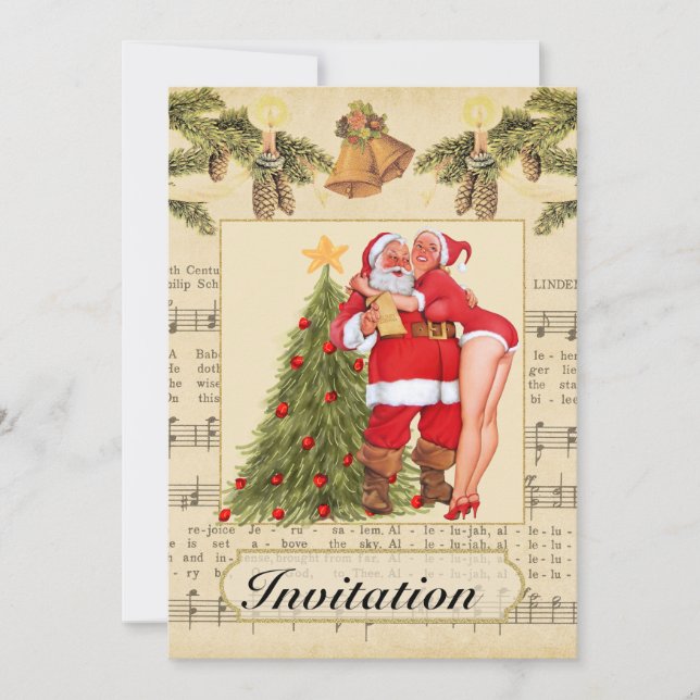 Convite de festas Natais vintages (Frente)