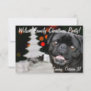 convite de festas Natal Black Pug