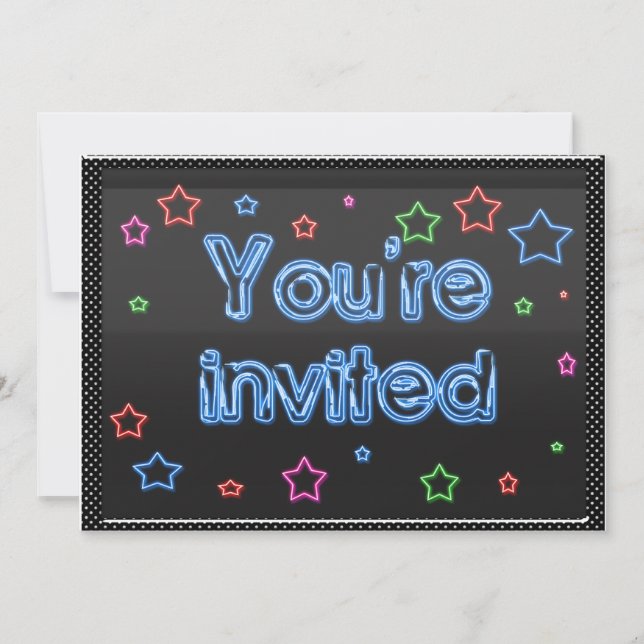 Convite de festas neon (Frente)