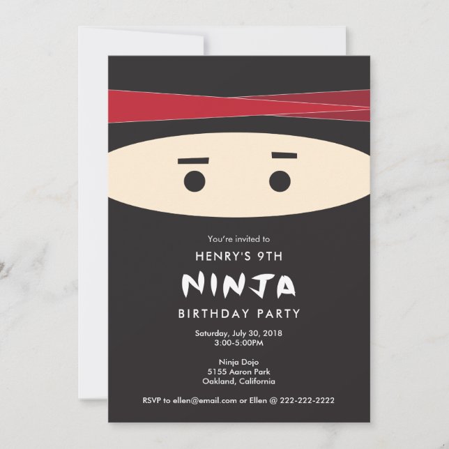 Convite de festas Ninja (Frente)