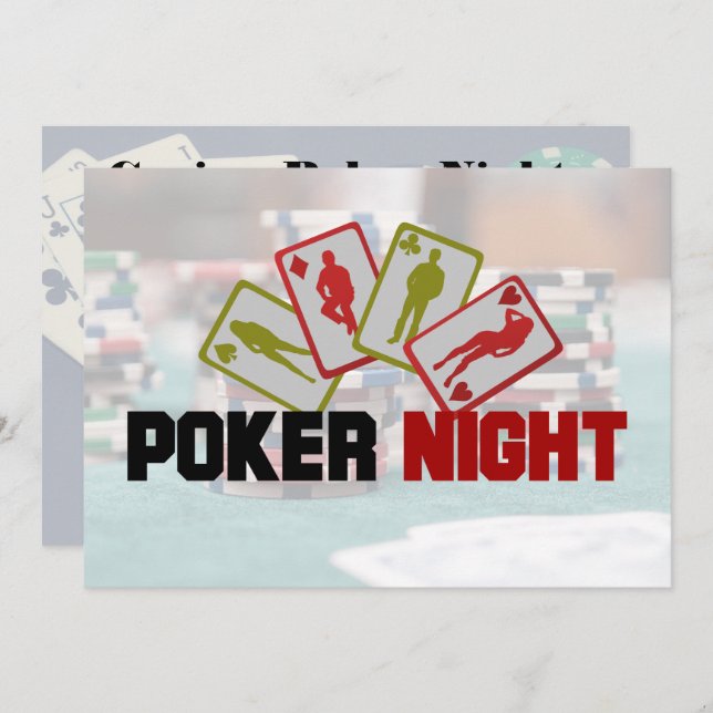Convite de festas Noturno do Casino Poker (Frente/Verso)