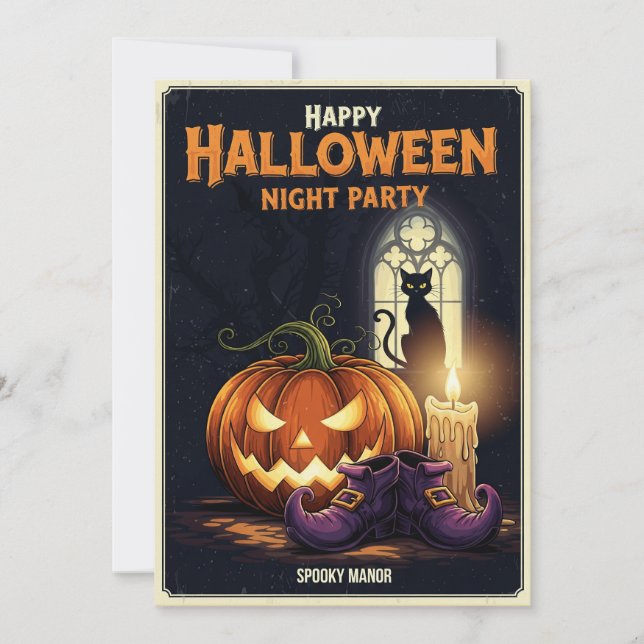 Convite de festas Noturno Spooky (Frente)