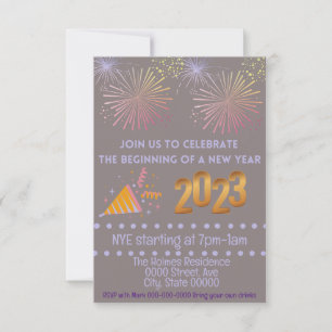 Convite de festas NYE, Anos novos personalizáveis
