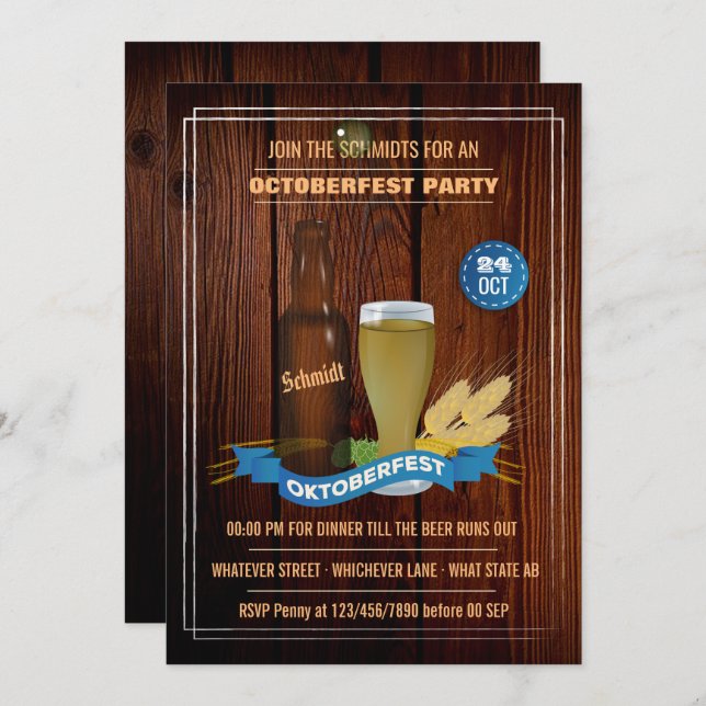 Convite de festas Octoberfest da família (Frente/Verso)