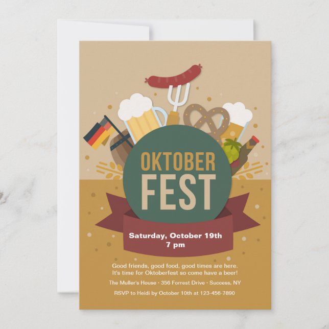 Convite de festas Oktoberfest (Frente)