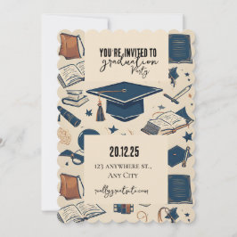 Convite de festas padrão do boné de formatura