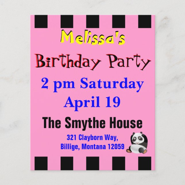 Convite de festas Panda (Frente)