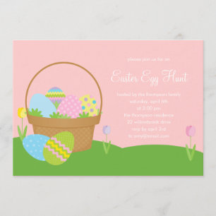 Convite de festas Páscoa de caça de ovos na cest