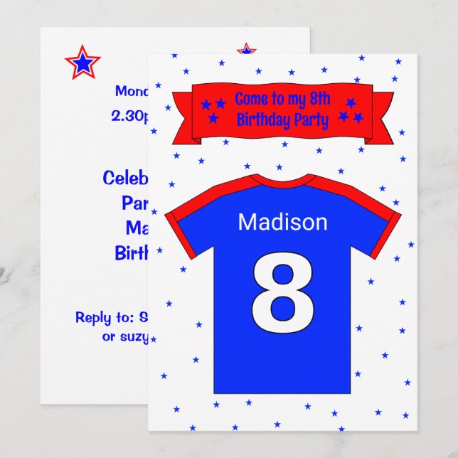 convite de festas personalizado do 8º aniversário (Frente/Verso)